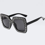 Diamond Oversized Sunglasses Big Square Frame Sunglasses UV400 Crystal Eyewear Retro Rhinestone Frames Eyeglasses