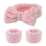 Women's Soft Coral Fleece Headband Wide Bow Hair Band Wristband for Skincare Face Washing Hair Accessories