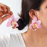 Chiffon flower multi-layer earrings, summer beach vacation style exaggerated earrings design, light luxury, niche