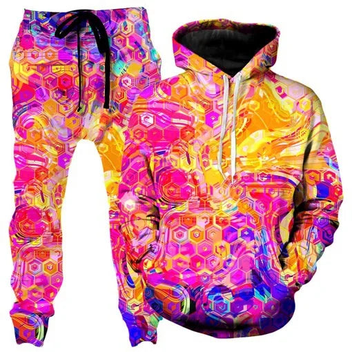 Colorful Abstract Mandala 3D Print Hoodies Pants Set Men's Sweatshirts Sweatpants Two Piece Suits Outdoor Tracksuit Man Clothing