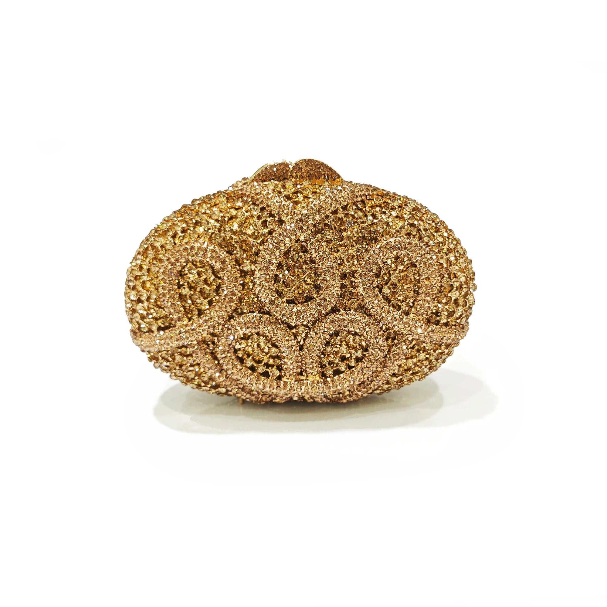 Gold Diamond Flower Evening Clutch Purse Oval Shape Rhinestone Crystal Wedding Bridal Clutches Luxury Phone Handbags