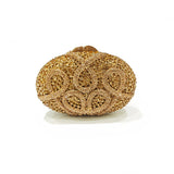 Gold Diamond Flower Evening Clutch Purse Oval Shape Rhinestone Crystal Wedding Bridal Clutches Luxury Phone Handbags