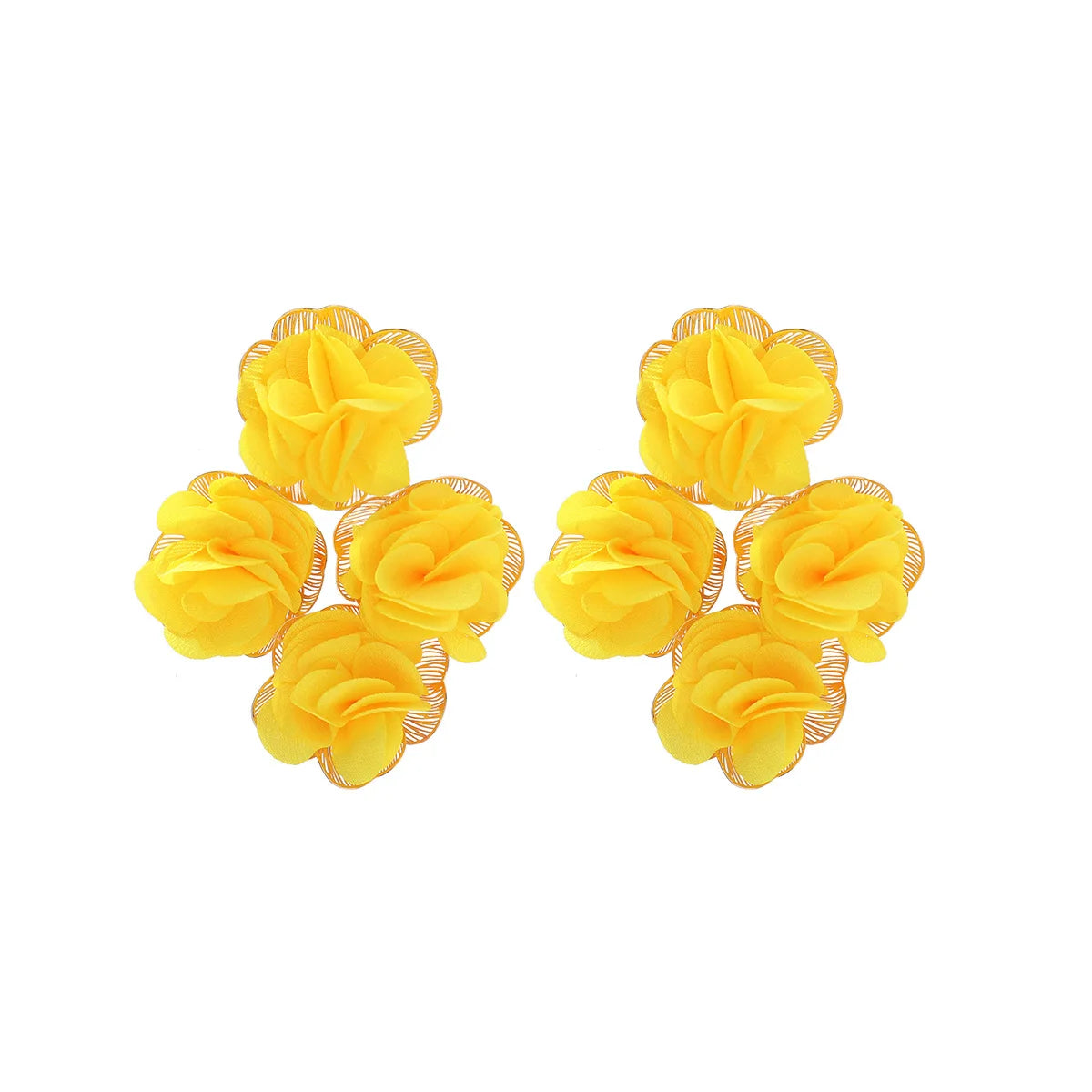 Chiffon flower multi-layer earrings, summer beach vacation style exaggerated earrings design, light luxury, niche