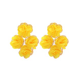Chiffon flower multi-layer earrings, summer beach vacation style exaggerated earrings design, light luxury, niche