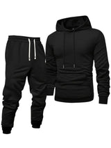1 Sets Of Solid Color Men's Hooded Sweatshirt + Sweatpants Spring And Autumn Casual Sports Suits Light Plate Pullover Regular Long-Sleeved Hoodie And Waist With Drawstring Elastic Waist Threaded Cuff Trousers Tracksuit