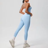Halter Yoga Top Set Fitness Gym Suit Training Sleeveless Sport Gym Tops Crossover Back Sports Underwear  Tummy Control Slimming