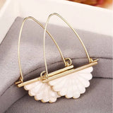 Huitan Special Sector Drop Earrings Fresh Style Party Elegant Wedding Engagement Gold Color Noble Accessories Metal Lady Jewelry