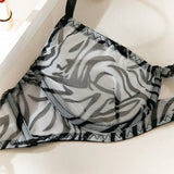 Toucheart 2-Piece Sexy Leopard Print Lingerie Set Bra Women Hollow Sexy Lingerie Thin Mesh Patchwork Print See-Through Sexy Set