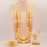 32inches 2Layers orange artifinal nigerian coral bead jewelry set wedding