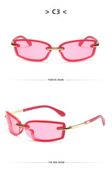 Rimless Y2K Style Sunglasses Rectangle Fashion Popular Women Men Shades Square Sun Glasses for Female Male Glasses Metal Frame