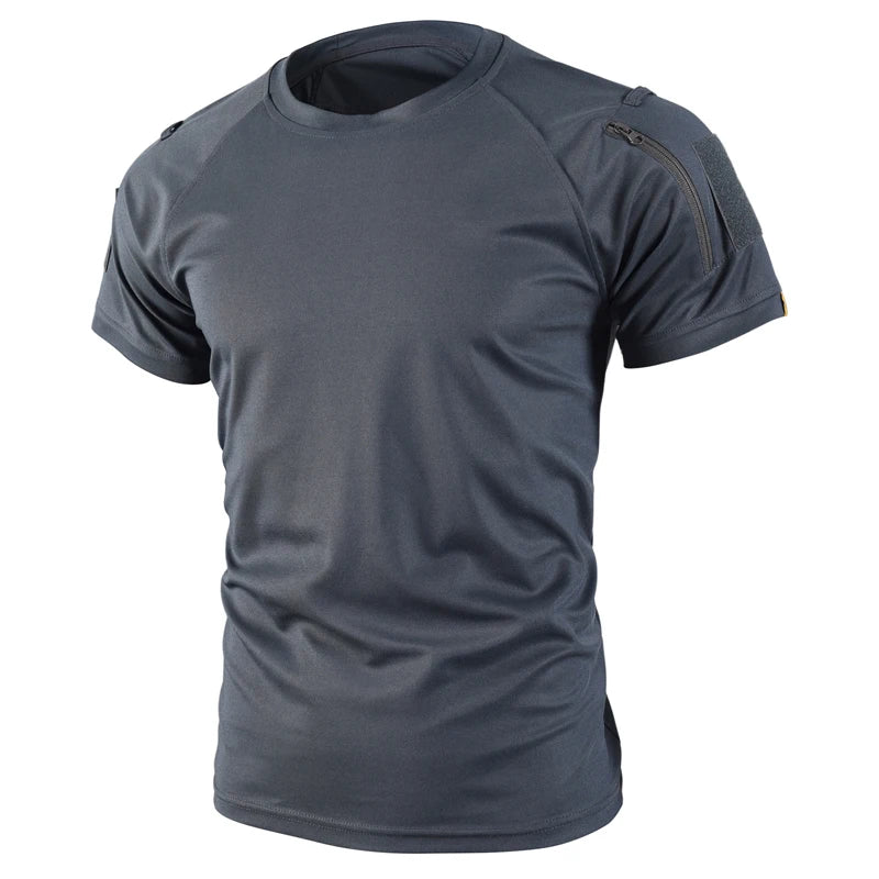 Men Summer Quick Dry Breathable Elastic Military Tactical Shirts Pullerover Hiking Camping Tops Climbing Tees Sports Gym T-shirt