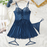 Sexy Bra And Garter Belt Lingerie Hot Red Babydoll Dress Erotic Women Exquisite 3-Piece Sets Thong Nightgown Set With Leg Rings
