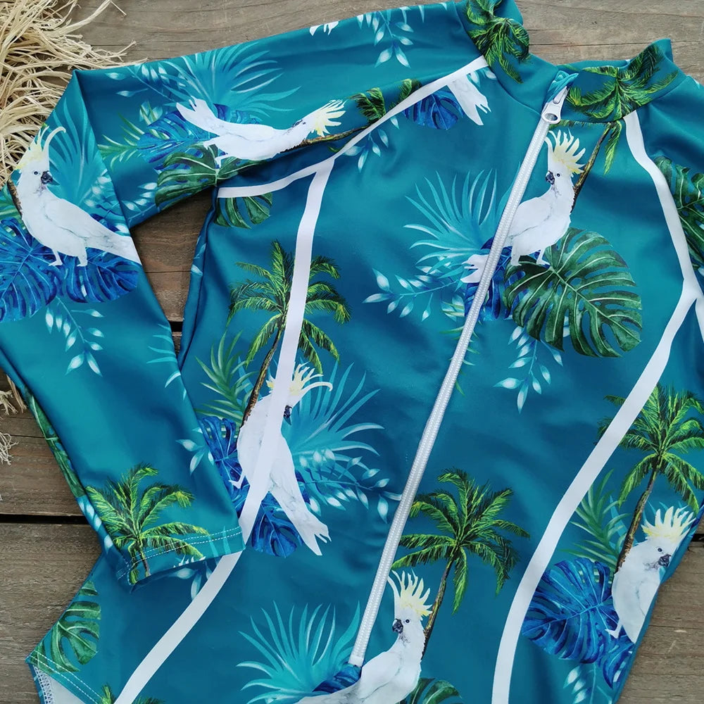 2026 Surfing Sport Swimsuit Long Sleeves Women One Piece Swimsuit  Swimwear Solid Monokini Bathing Suit Tropical Bodysuit Female