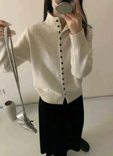 New Soft Comfortable Stand-Up Collar Sweater Cardigan Women Simple Single Breasted Cardigans Coat Autumn Solid Knitted Outerwear