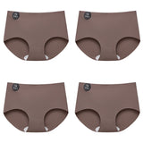 Falllsweet 4Pcs/Set Seamless Silk Briefs For Women Mulberry Silk Panties Comfortable Underpants Soft Lightweight Underwear M-2XL