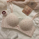 Teenage Sexy Lace Floral Bra Set Comfortable Non-steel Ring Beauty Back Small Breasts Gathered up Support Anti-Sagging Bra Set