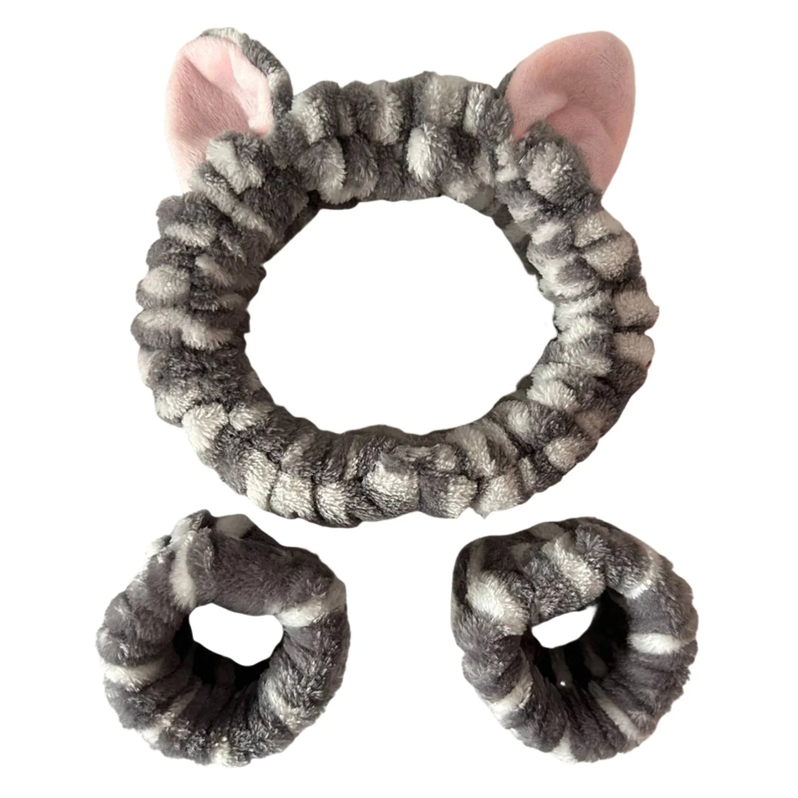Cute Cat Ears Headband And Wristbands Plush Headband Washing Face Hairbands Suitable For Women And Men Home Casual Headwear