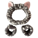 Cute Cat Ears Headband And Wristbands Plush Headband Washing Face Hairbands Suitable For Women And Men Home Casual Headwear
