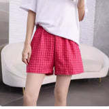 Summer Home Shorts Women's High Waisted Slimming Wide Leg Pants Sports Casual Pants Loose Plaid Pajama Pants
