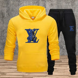 New Men's Printed Hooded Sweatshirt Set Soft Fabric Casual Streetwear Fitness Jogging Sportswear 2-Piece Outfit Comfortable