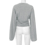 Women's Long Sleeve O-Neck Skinny T-Shirt Monochromatic Crop Top Casual Y2K Streetwear Fashion Pullover Summer Outfit