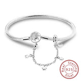 Bracelet Original 925 Sterling Silver Charm Bracelet 17-20CM Love Heart Pave Zirconia Bracelet for Women DIY Charm Jewelry Gifts