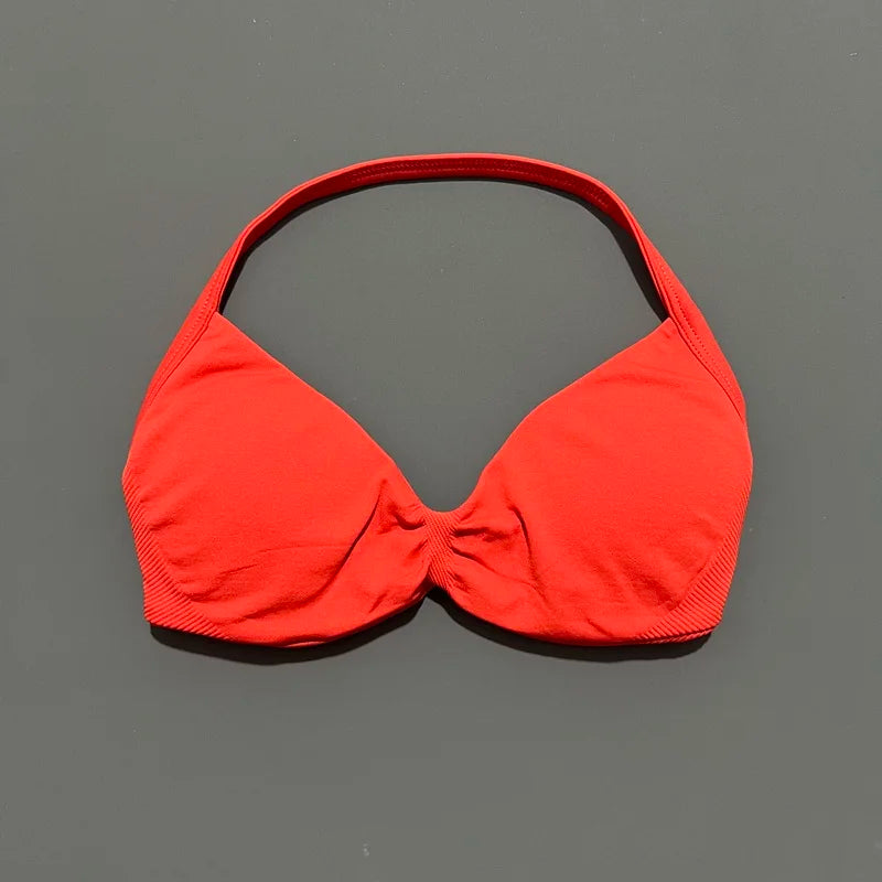 HISTELLO Impact Strappy Bra Women Seamless Gym Underwear High Support Halter Sexy Sports Clothing Push-up Yoga Workout Tank Top