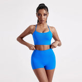Solid Color Y Shape Line Women Fitness Sport Bra Top Soft Tight Comprehensive Training Jogging Gym Yoga Underwear With Chest Pad