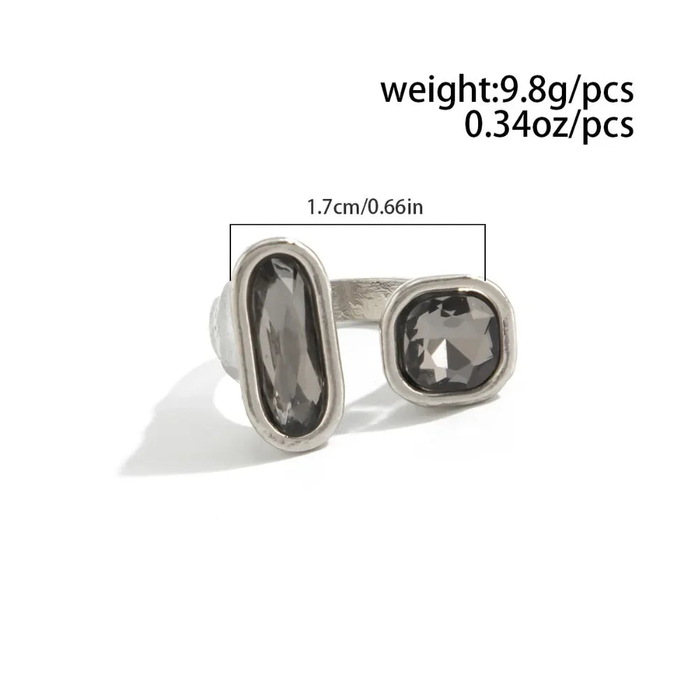 Minimalist Acrylic Rhinestone Open Ring for Women Korean Fashion Geometry Adjustable Knuckle Ring Party Jewelry Lady Gifts