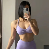 Women's High-Support Lace-Up Sports Bra - Thin-Strap Camisole, Seamless, Tight-Fit for Push-Up Training & Yoga, Gym Top