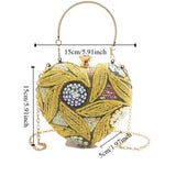 Wrist Bag Glitter Sequin Evening Banquet Bag Embroidery Elegant Heart Shape Handbag Sweet Large Capacity Ladies Clutch Bag Party