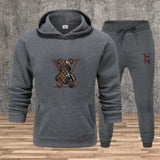 New Men's Printed Hooded Sweatshirt Set Soft Fabric Casual Streetwear Fitness Jogging Sportswear 2-Piece Outfit Comfortable