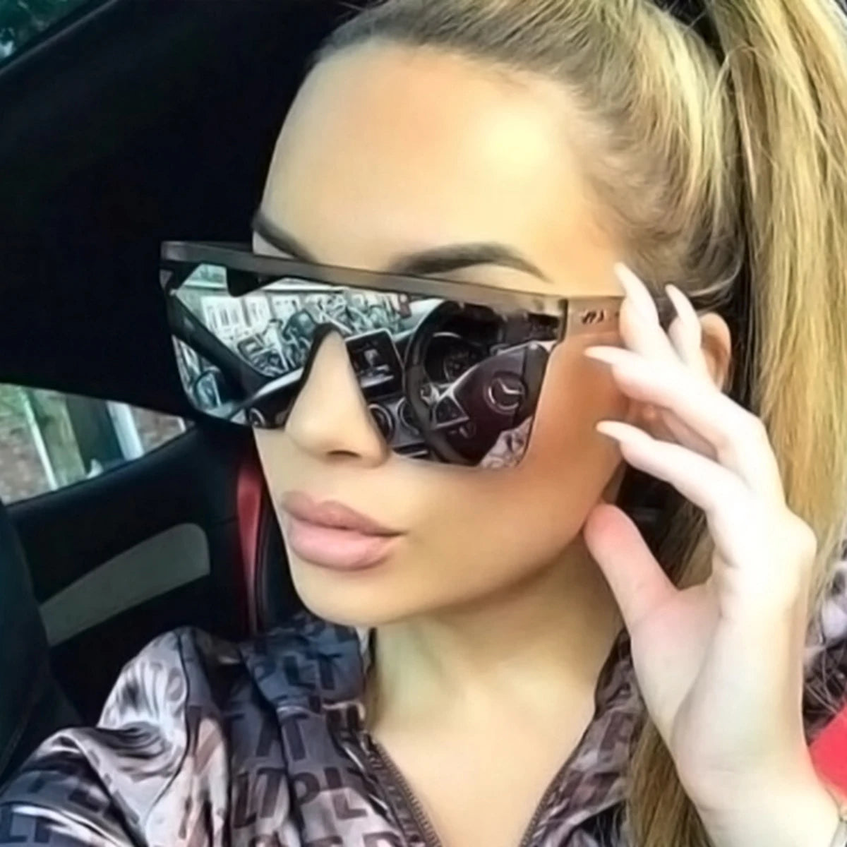 Fashionable Oversized Connected Fashion Glasses Women Unisex Sun Protection Sun Glasses, Outdoor Glasses