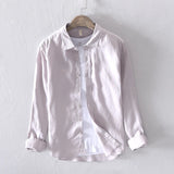 New Designer Italy Style 100% Linen Long-sleeved Shirt Men Brand Casual 5 Colors Solid White Shirts For Men Top Camisa Chemise