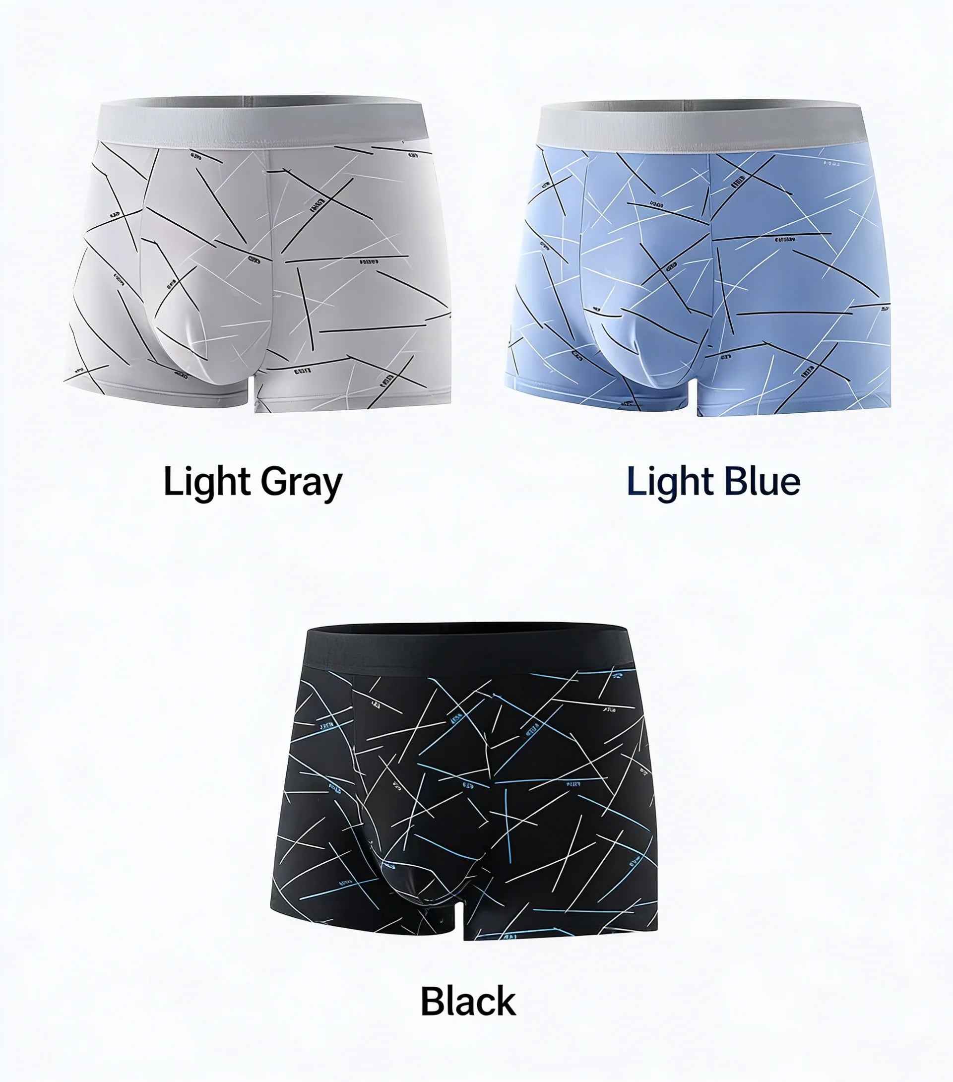4pcs men's underwear, comfortable, soft and fashionable daily line print intimate boxer briefs, sporty and breathable boxers