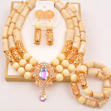 32inches 2Layers orange artifinal nigerian coral bead jewelry set wedding