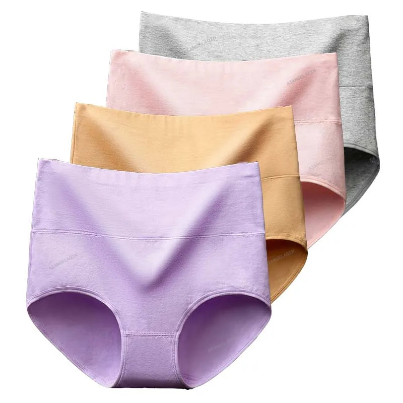 4Pcs/Lot High Waist Underwear Cotton Panties Women Body Slim Abdominal Underwear Plus Size Girls Briefs Female Lingerie Shaper
