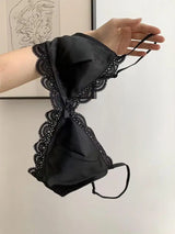 Korean Style Triangle Cup Bow Lace Bra for Women Small Chest Satin Underwear Sweet Breathable Comfortable Soft Bra