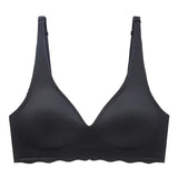 Seamless Women's Bra Small Chest Big Hollow Design Underwear Support Non-removable Semi-fixed Cup One Piece Striped Thin Bra
