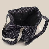 Women Shoulder Bag For Korean Vintage Canvas Cute Lace Large Capacity Tote Multi Pocket Handbag Fashion Round Dot Underarm Bag