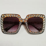 Diamond Oversized Sunglasses Big Square Frame Sunglasses UV400 Crystal Eyewear Retro Rhinestone Frames Eyeglasses