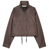 HXAO Polka Dot Bomber Jacket Women's Jackets Demi-Season Oversized Long Sleeve Top Outerwear Aviator Plus Size Zip Up Crop Coats