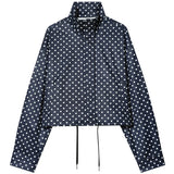 HXAO Polka Dot Bomber Jacket Women's Jackets Demi-Season Oversized Long Sleeve Top Outerwear Aviator Plus Size Zip Up Crop Coats