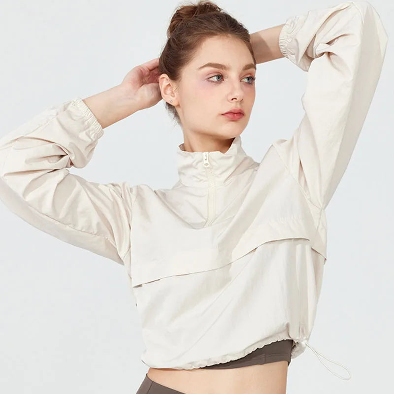 1PC Women's Long-Sleeve Fitted Athletic Jacket for Spring & Fall - Ideal for Running, Gym Workouts & Yoga