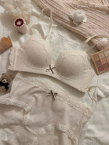 Teenage Sexy Lace Floral Bra Set Comfortable Non-steel Ring Beauty Back Small Breasts Gathered up Support Anti-Sagging Bra Set