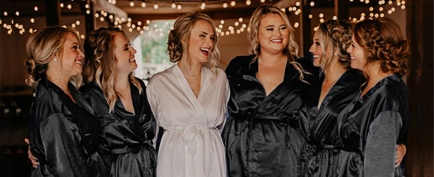 RB032 2018 New Silk Kimono Robe Bathrobe Women Silk Bridesmaid Robes Sexy Navy Blue Robes Satin Robe Ladies Dressing Gowns