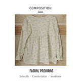 Four Seasons Can Wear Korean Style Floral Women's Pajamas Tops and Pants Summer Student Sleepwear Homewear Girl Sweet Nightwear