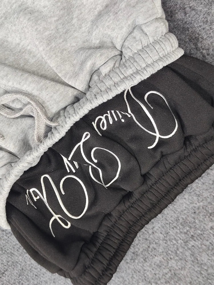 European and American Embroidered Street Couple Double Head Double Waist Pants Personalized Printed Pattern Pants