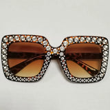Diamond Oversized Sunglasses Big Square Frame Sunglasses UV400 Crystal Eyewear Retro Rhinestone Frames Eyeglasses