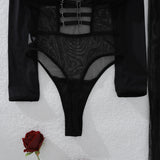 2025 New Perspective Mesh Body Shaping Jumpsuit Women's Sexy Splicing Split Skirt Female See Through Underwear 3-Piece Brief Set